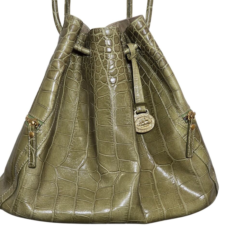 Vintage Brahmin in Pristine Condition Green Croc Embossed Leather With Bag